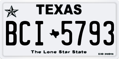 TX license plate BCI5793