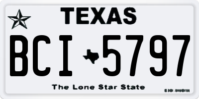 TX license plate BCI5797