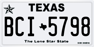 TX license plate BCI5798