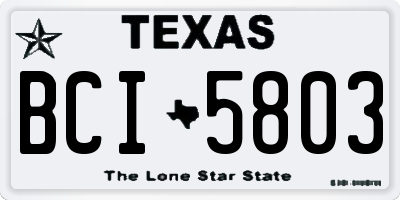 TX license plate BCI5803