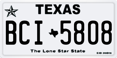 TX license plate BCI5808