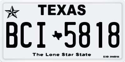 TX license plate BCI5818