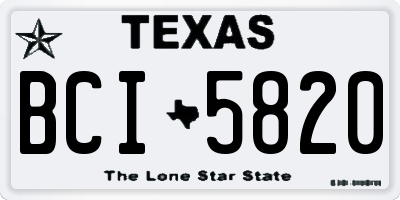 TX license plate BCI5820