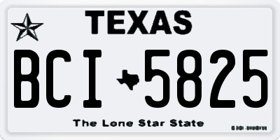 TX license plate BCI5825