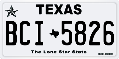 TX license plate BCI5826