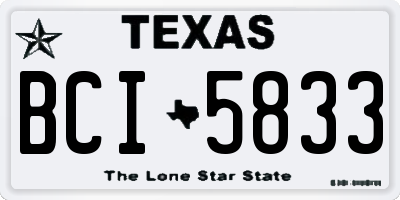 TX license plate BCI5833
