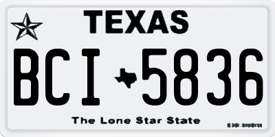 TX license plate BCI5836