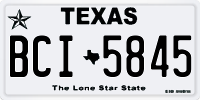 TX license plate BCI5845