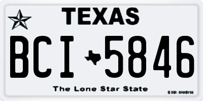 TX license plate BCI5846