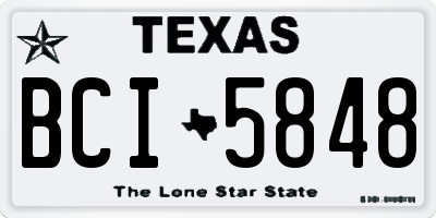TX license plate BCI5848