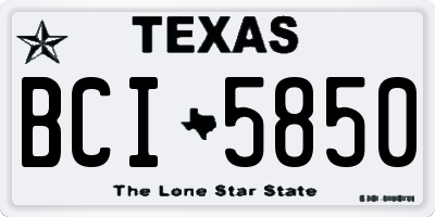 TX license plate BCI5850