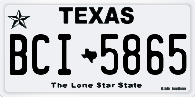 TX license plate BCI5865