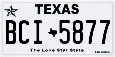 TX license plate BCI5877