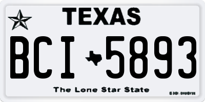 TX license plate BCI5893
