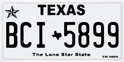 TX license plate BCI5899