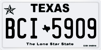 TX license plate BCI5909