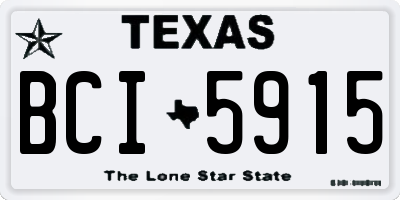 TX license plate BCI5915