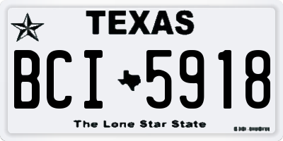 TX license plate BCI5918