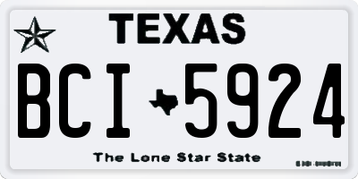 TX license plate BCI5924