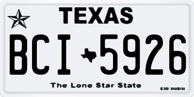 TX license plate BCI5926