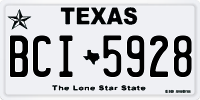 TX license plate BCI5928
