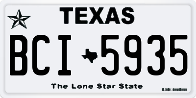 TX license plate BCI5935
