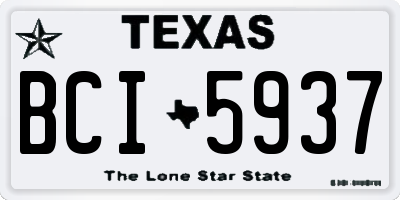 TX license plate BCI5937