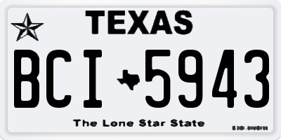 TX license plate BCI5943