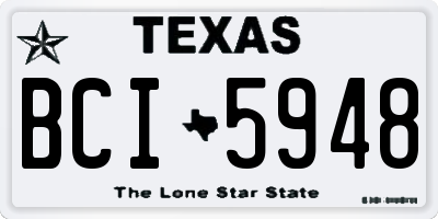 TX license plate BCI5948