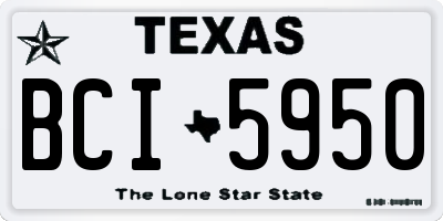 TX license plate BCI5950