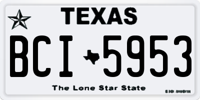 TX license plate BCI5953