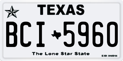 TX license plate BCI5960