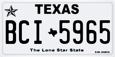 TX license plate BCI5965