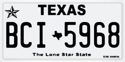TX license plate BCI5968