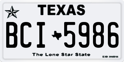 TX license plate BCI5986