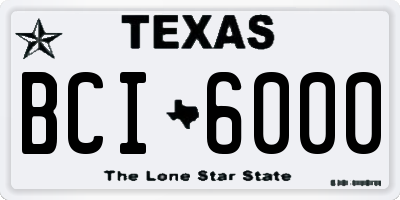 TX license plate BCI6000