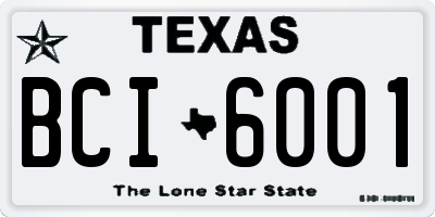 TX license plate BCI6001