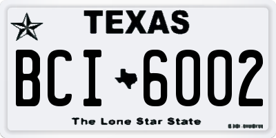 TX license plate BCI6002