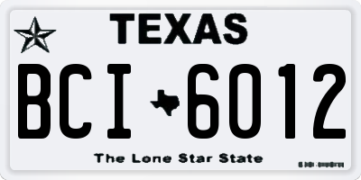 TX license plate BCI6012