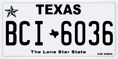 TX license plate BCI6036