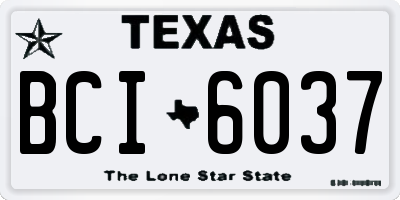TX license plate BCI6037