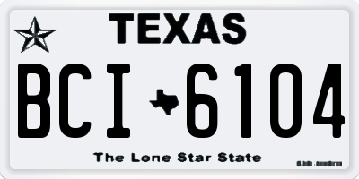 TX license plate BCI6104