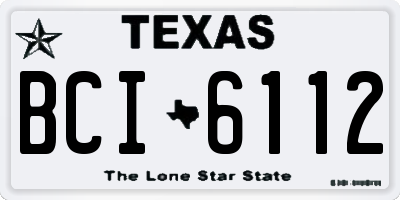 TX license plate BCI6112