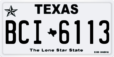 TX license plate BCI6113