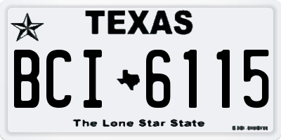 TX license plate BCI6115