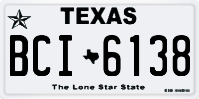 TX license plate BCI6138