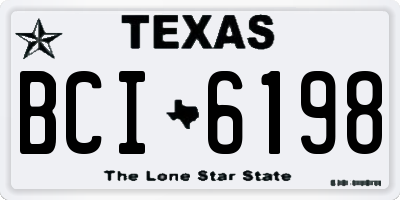 TX license plate BCI6198