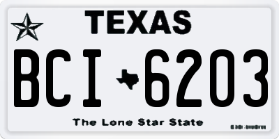 TX license plate BCI6203