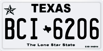 TX license plate BCI6206