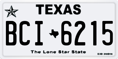 TX license plate BCI6215